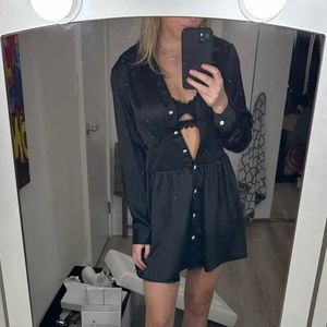 NWT ZARA SATIN MINI DRESS WITH RHINESTONE BUTTONS